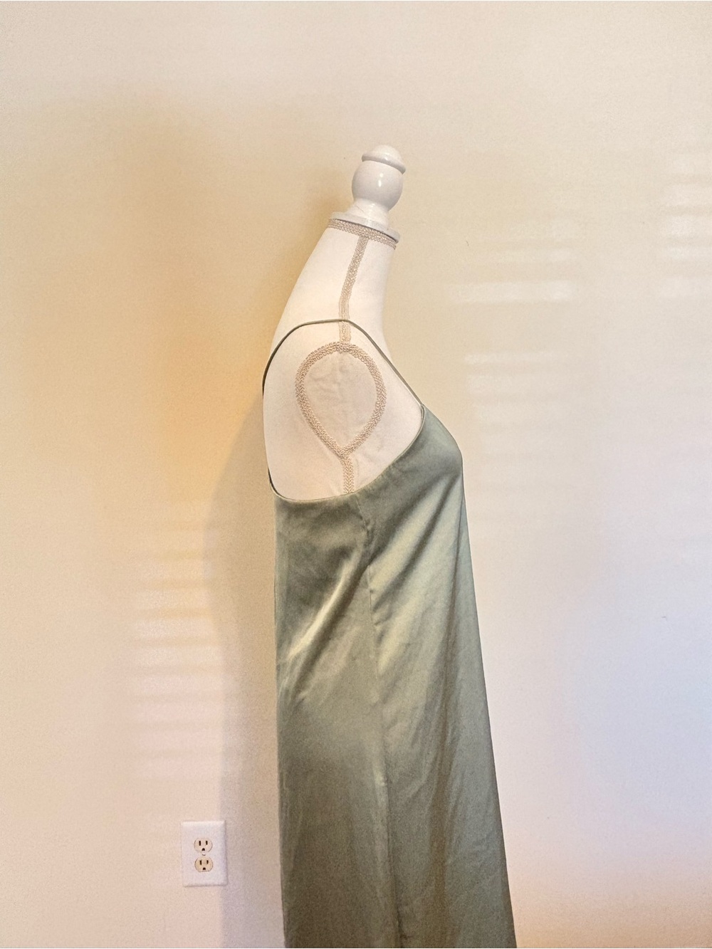 Zara Sage Green Button-Front Slip Dress - Picture 3 of 4